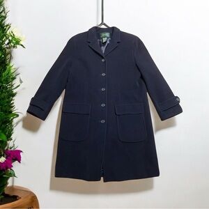 Lauren Ralph Lauren Lambs Wool Dress Work Casual Long Pea Coat Size 14 Pre-Loved